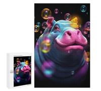 Jigsaw 1000 PCS for Teenagerss Colorful Hippo with Bubbles-1 Jigsaw Relax Games Difficult Challenge Unique Gifts for Birthday And Christmas 1000 PCS