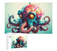 Jigsaw 1000 PCS for Teenagerss Colorful Octopus Skull Illustration Puzzles for Adults Relaxing Games Analysis And Logic Parent-child Interaction 1000 PCS
