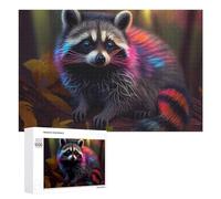 Jigsaw 1000 PCS for Teenagerss Colorful Raccoon in Autumn Forest Jigsaw Relax Games Difficult Challenge Unique Gifts for Birthday And Christmas 1000 PCS