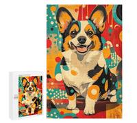 Jigsaw 1000 PCS for Teenagerss Corgi in Retro Style Welsh Corgi Art Print - Vibrant And Abstract Dog Decor Jigsaw for Adults Toy Wall Decor Presents for Women Unique Gifts for Birthday And Christmas