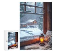 Jigsaw 1000 PCS for Teenagerss Cozy Cabin Window View Jigsaw for Adults Toy Wall Decor Presents for Women Unique Gifts for Birthday And Christmas 1000 PCS