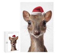 Jigsaw 1000 PCS for Teenagerss Cute Chevrotain with Santa Hat Puzzles for Adults Relax Games Staycation Kill Time for Is Ideal As A Gift 1000 PCS