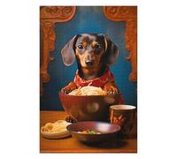 Jigsaw 1000 PCS for Teenagerss Dachshund Eating Noodles Jigsaw for Adults Hands-on Game Difficult Challenge Parent-child Interaction 1000 PCS
