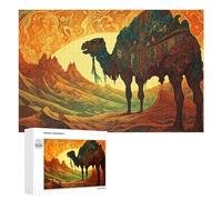 Jigsaw 1000 PCS for Teenagerss Desert Camel Sunset Artwork Puzzles for Adults Relaxing Games Analysis And Logic Parent-child Interaction 1000 PCS