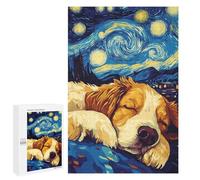 Jigsaw 1000 PCS for Teenagerss Dog Sleeping Under Starry Night Puzzles for Teenagerss Analysis And Logic Parent-child Interaction Challenging Game Toys 1000 PCS