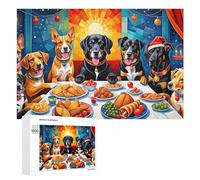 Jigsaw 1000 PCS for Teenagerss Dogs Enjoying Festive Meal Puzzles for Adults Relaxing Games Analysis And Logic Parent-child Interaction 1000 PCS