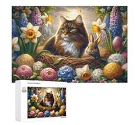 Jigsaw 1000 PCS for Teenagerss Easter Cat And Bunny Jigsaw Relax Games Difficult Challenge Unique Gifts for Birthday And Christmas 1000 PCS