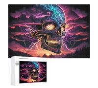 Jigsaw 1000 PCS for Teenagerss Electric Storm Skull Art Print Jigsaw Relax Games Difficult Challenge Unique Gifts for Birthday And Christmas 1000 PCS