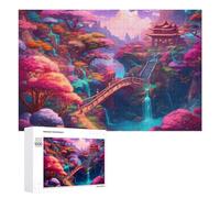 Jigsaw 1000 PCS for Teenagerss Enchanted Fantasy Landscape with Bridge And Pagoda Jigsaw Relax Games Difficult Challenge Unique Gifts for Birthday And Christmas 1000 PCS