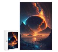 Jigsaw 1000 PCS for Teenagerss Fiery Planet Rising Adult Jigsaw Hands-on Game Home Decoration Unique Gifts for Birthday And Christmas 1000 PCS