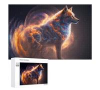 Jigsaw 1000 PCS for Teenagerss Flame-Wrapped Wolf A Mystical Artwork Jigsaw Relax Games Difficult Challenge Unique Gifts for Birthday And Christmas 1000 PCS