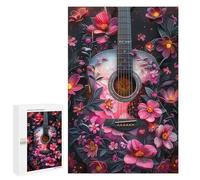 Jigsaw 1000 PCS for Teenagerss Floral Acoustic Guitar Jigsaw Puzzle Family Games Pattern Assembly Unique Gifts for Birthday And Christmas 1000 PCS