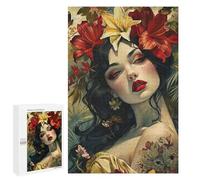 Jigsaw 1000 PCS for Teenagerss Floral Portrait of A Woman Jigsaw Puzzle Family Games Pattern Assembly Unique Gifts for Birthday And Christmas 1000 PCS