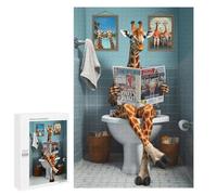 Jigsaw 1000 PCS for Teenagerss Funny Giraffe Using Toilet Adult Jigsaw Hands-on Game Home Decoration Unique Gifts for Birthday And Christmas 1000 PCS
