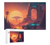 Jigsaw 1000 PCS for Teenagerss Future Cityscape with Neon Car Puzzles for Adults Relaxing Games Analysis And Logic Parent-child Interaction 1000 PCS