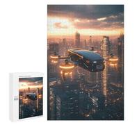 Jigsaw 1000 PCS for Teenagerss Futuristic Drone Cityscape Jigsaw for Adults Toy Wall Decor Presents for Women Unique Gifts for Birthday And Christmas 1000 PCS