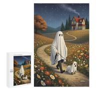 Jigsaw 1000 PCS for Teenagerss Ghost And Dog Walking on Path Jigsaw for Adults Toy Wall Decor Presents for Women Unique Gifts for Birthday And Christmas 1000 PCS