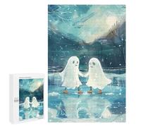 Jigsaw 1000 PCS for Teenagerss Ghost Couple Ice Skating Winter Snow Adult Jigsaw Hands-on Game Home Decoration Unique Gifts for Birthday And Christmas 1000 PCS