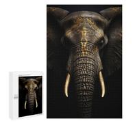 Jigsaw 1000 PCS for Teenagerss Gold Dark Elephant Puzzles for Adults Relax Games Staycation Kill Time for Is Ideal As A Gift 1000 PCS