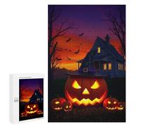 Jigsaw 1000 PCS for Teenagerss Halloween Pumpkins with Witch Hat Adult Jigsaw Hands-on Game Home Decoration Unique Gifts for Birthday And Christmas 1000 PCS