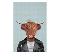Jigsaw 1000 PCS for Teenagerss Highland Cattle Cow Jigsaw for Adults Hands-on Game Difficult Challenge Parent-child Interaction 1000 PCS