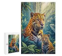Jigsaw 1000 PCS for Teenagerss Jaguar with Cub in Forest Jigsaw Puzzle Family Games Pattern Assembly Unique Gifts for Birthday And Christmas 1000 PCS