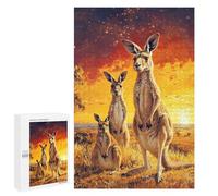 Jigsaw 1000 PCS for Teenagerss Kangaroo Family Sunset Puzzles for Adults Relax Games Staycation Kill Time for Is Ideal As A Gift 1000 PCS