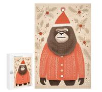 Jigsaw 1000 PCS for Teenagerss Lovely Gorilla Xmas Puzzles for Adults Relax Games Staycation Kill Time for Is Ideal As A Gift 1000 PCS