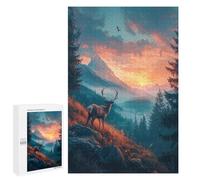 Jigsaw 1000 PCS for Teenagerss Majestic Deer Sunset Puzzles for Adults Relax Games Staycation Kill Time for Is Ideal As A Gift 1000 PCS
