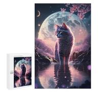 Jigsaw 1000 PCS for Teenagerss Mystical Moonlit Cat Puzzles for Adults Relaxing Games Analysis And Logic Parent-child Interaction 1000 PCS