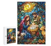 Jigsaw 1000 PCS for Teenagerss Nativity Scene Stained Gla Adult Jigsaw Hands-on Game Home Decoration Unique Gifts for Birthday And Christmas 1000 PCS