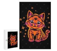 Jigsaw 1000 PCS for Teenagerss Neon Kitten Jigsaw Puzzle Family Games Pattern Assembly Unique Gifts for Birthday And Christmas 1000 PCS
