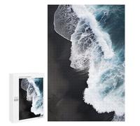 Jigsaw 1000 PCS for Teenagerss Ocean Wave Crashing on Black Sand Adult Jigsaw Hands-on Game Home Decoration Unique Gifts for Birthday And Christmas 1000 PCS