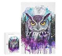 Jigsaw 1000 PCS for Teenagerss Owl Double Exposure Paint Puzzles for Adults Relax Games Staycation Kill Time for Is Ideal As A Gift 1000 PCS