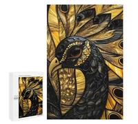 Jigsaw 1000 PCS for Teenagerss Peacock Stained Glass Jigsaw Puzzle Family Games Pattern Assembly Unique Gifts for Birthday And Christmas 1000 PCS