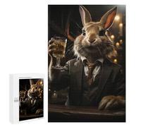 Jigsaw 1000 PCS for Teenagerss Rabbit Drinking Whiskey Adult Puzzles Relaxing Games Home Decoration Unique Gifts for Birthday And Christmas 1000 PCS