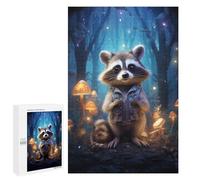 Jigsaw 1000 PCS for Teenagerss Raccoon in Magical Forest Jigsaw Relax Games Difficult Challenge Unique Gifts for Birthday And Christmas 1000 PCS