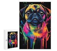 Jigsaw 1000 PCS for Teenagerss Rainbow Pug Adult Jigsaw Hands-on Game Home Decoration Unique Gifts for Birthday And Christmas 1000 PCS