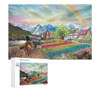 Jigsaw 1000 PCS for Teenagerss Rainbow Village Jigsaw Puzzle Puzzles for Adults Relaxing Games Analysis And Logic Parent-child Interaction 1000 PCS