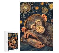 Jigsaw 1000 PCS for Teenagerss Sleeping Chimpanzee in Starry Night Style Jigsaw Puzzle Family Games Pattern Assembly Unique Gifts for Birthday And Christmas 1000 PCS