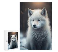 Jigsaw 1000 PCS for Teenagerss Snowy Wolf Pup in Winter Wonderland Jigsaw for Adults Toy Wall Decor Presents for Women Unique Gifts for Birthday And Christmas 1000 PCS