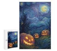 Jigsaw 1000 PCS for Teenagerss Starry Halloween Night Painting Jigsaw Puzzle Family Games Pattern Assembly Unique Gifts for Birthday And Christmas 1000 PCS