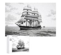 Jigsaw 1000 PCS for Teenagerss Vintage Clipper Ship Sailing on The Ocean Jigsaw Relax Games Difficult Challenge Unique Gifts for Birthday And Christmas 1000 PCS