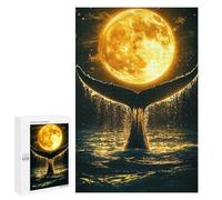 Jigsaw 1000 PCS for Teenagerss Whale Tail And Full Moon Jigsaw Puzzle Family Games Pattern Assembly Unique Gifts for Birthday And Christmas 1000 PCS