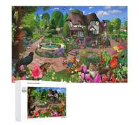 Jigsaw 1000 PCS for Teenagerss Whimsical Garden with Cats And Flowers Jigsaw Relax Games Difficult Challenge Unique Gifts for Birthday And Christmas 1000 PCS