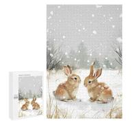 Jigsaw 1000 PCS for Teenagerss Winter Bunnies in The Snow Jigsaw for Adults Toy Wall Decor Presents for Women Unique Gifts for Birthday And Christmas 1000 PCS