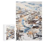 Jigsaw 1000 PCS for Teenagerss Winter Village Scene Puzzles for Adults Relaxing Games Analysis And Logic Parent-child Interaction 1000 PCS