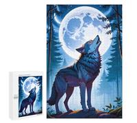 Jigsaw 1000 PCS for Teenagerss Wolf Howling at The Moon Puzzles for Adults Relax Games Staycation Kill Time for Is Ideal As A Gift 1000 PCS
