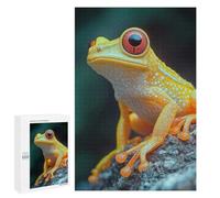 Jigsaw 1000 PCS for Teenagerss Yellow Frog with Red Eyes Puzzles for Teenagerss Analysis And Logic Parent-child Interaction Challenging Game Toys 1000 PCS