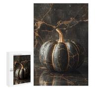Jigsaw 1000 PCS Gilded Black Marble Pumpkin Decor Puzzle For Teenagers Enhance Memory Train Your Brain And Hands Addictive Toys to Cultivate Patience 1000 PCS